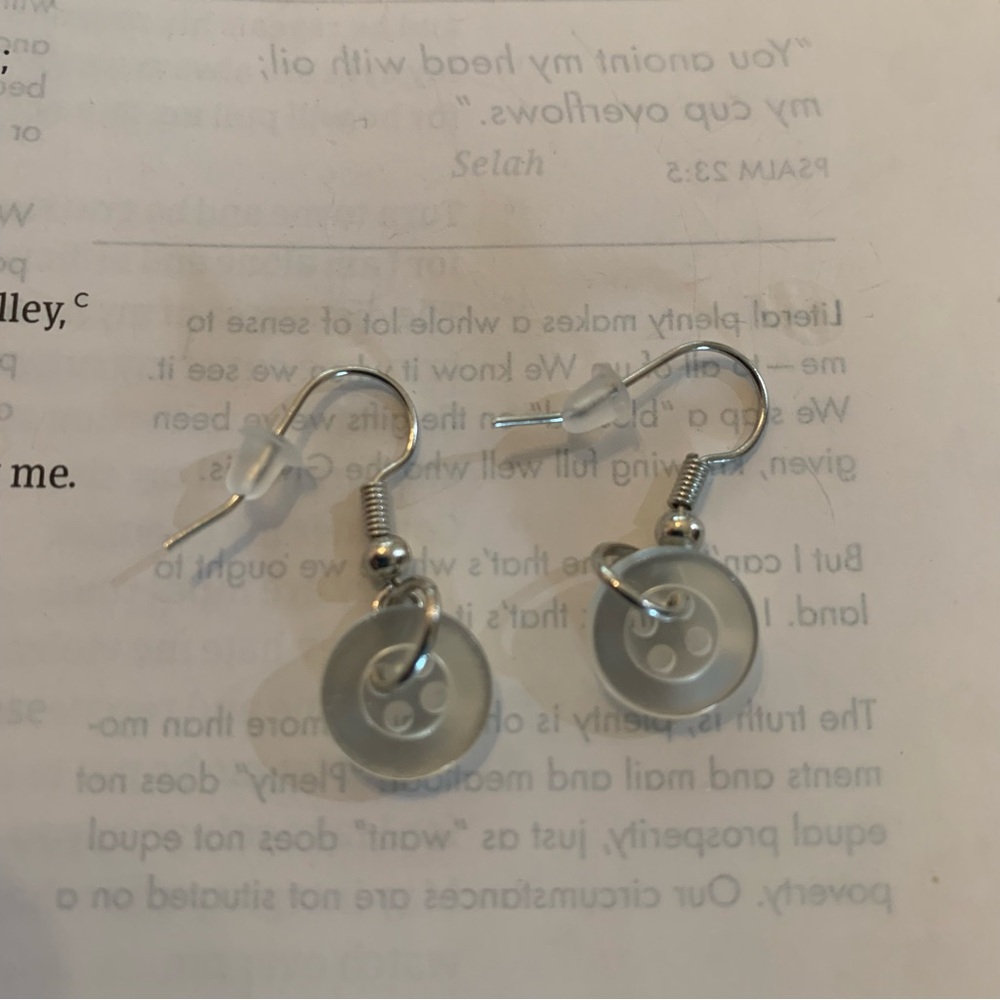 Handmade Clear Dangling Button Earrings